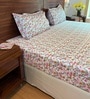 Pink and White 100% Cotton Floral Print Double Bedsheet with 2 Pillow Covers Spring Summer 2025 Collection
