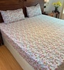Pink and White 100% Cotton Floral Print Double Bedsheet with 2 Pillow Covers Spring Summer 2025 Collection