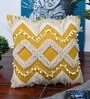 Yellow Woven Cotton 16 x 16 Inches Cushion Cover