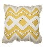 Yellow Woven Cotton 16 x 16 Inches Cushion Cover