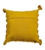 Yellow Woven Geometric Cotton 16 x 16 Inches Cushion Cover