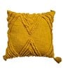 Yellow Woven Geometric Cotton 16 x 16 Inches Cushion Cover