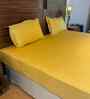 Yellow 100% Cotton Satin Plain Double Solara Bedsheet with 2 Pillow Covers Spring Summer 2025 Collection