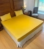 Yellow 100% Cotton Satin Plain Double Solara Bedsheet with 2 Pillow Covers Spring Summer 2025 Collection