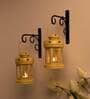 Bling (Set Of 2) Yellow Metal Wall Tea Light Holders