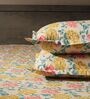 Yellow 144TC Cotton Flat Super King Bedsheet with 2 Pillow Covers