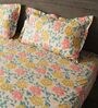 Yellow 144TC Cotton Flat Super King Bedsheet with 2 Pillow Covers