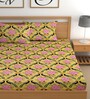 Yellow 180 TC Floral Cotton Queen Double Bedsheet 2 Pillow covers