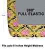 Yellow 180 TC Floral Cotton Fitted Double Bedsheet 2 Pillow covers