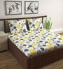 Yellow Geometric 144 TC Cotton Double Bedsheet with 2 Pillow Covers