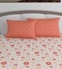 Coral Floral 144 TC Cotton King Sized Bed Sheets with 2 Pillow Covers