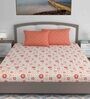 Coral Floral 144 TC Cotton King Sized Bed Sheets with 2 Pillow Covers