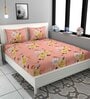 Peach Floral Queen Bedsheet with 2 Pillow Covers