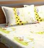 Yellow Giraffe Theme 240 TC Cotton Queen Sized Kids Bed Sheet with 2 Pillow Covers
