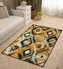 Yellow Abstract Polyester 3 ft x 5 ft Machine Made Carpet