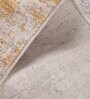 Yellow Abstract Polyester 5 ft X 7 ft Machine Made Carpet