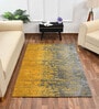 Yellow Abstract Polyester 6 x 9 Feet Machine Made Carpet