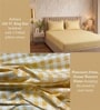 Yellow Checkered Polycotton Double King Fitted Bedsheet With 2 Frill Pillow Covers