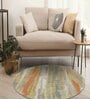 Yellow Abstract Wool 5 ft x 5 ft Hand Tufted Carpet