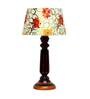 Yogasana Yellow Fabric Shade Night Lamp With Wood Base