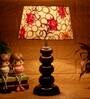Flinchum Yellow Fabric Shade Night Lamp With Wood Base