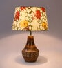 Diagon Yellow Natural Fiber Shade Night Lamp With Wood Base
