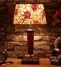 Bling Yellow Fabric Shade Night Lamp With Wood Base