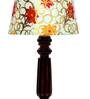 Yogasana Yellow Fabric Shade Night Lamp With Wood Base