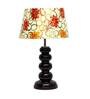 Flinchum Yellow Fabric Shade Night Lamp With Wood Base