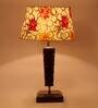 Eros Yellow Fabric Shade Night Lamp With Wood Base