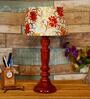 Persian Yellow Fabric Shade Night Lamp With Wood Base