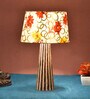 Drax Yellow Fabric Shade Night Lamp With Wood Base