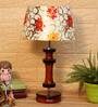 Catania Yellow Fabric Shade Night Lamp With Wood Base