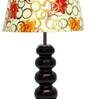 Flinchum Yellow Fabric Shade Night Lamp With Wood Base