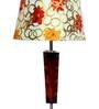 Bling Yellow Fabric Shade Night Lamp With Wood Base
