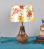 Diagon Yellow Natural Fiber Shade Night Lamp With Wood Base