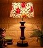 Catania Yellow Fabric Shade Night Lamp With Wood Base
