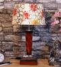 Bling Yellow Fabric Shade Night Lamp With Wood Base