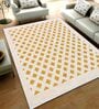 Yellow and White Tolyatti Geometric Cotton 4ft x 6ft Hand Woven Carpet