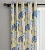 Yellow Floral Cotton 9 Ft Blackout Eyelet Door Curtain