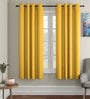 Yellow Solid Cotton 5 Ft Light Filtering Eyelet Window Curtain