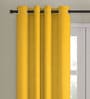 Yellow Solid Cotton 7 Ft Light Filtering Eyelet Door Curtain