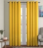 Yellow Solid Cotton 7 Ft Light Filtering Eyelet Door Curtain