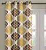 White Polyester Velvet Geometric 7FT Light Filtering Eyelet Door Curtains (Pack of 1)