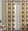 White Polyester Velvet Geometric 7FT Light Filtering Eyelet Door Curtains (Pack of 1)