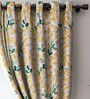 Yellow Polyester Floral 7ft Blackout Eyelet 1 Pc Door Curtain