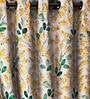 Yellow Polyester Floral 7ft Blackout Eyelet 1 Pc Door Curtain