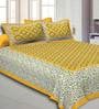 Yellow Traditional 300 TC Cotton 1 Double Bedsheet with 2 Pillow Covers