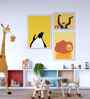 Yellow Canvas Printed Kids Framed 3 Pcs Art Panels