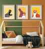 Yellow Canvas Printed Kids Framed 3 Pcs Art Panels
